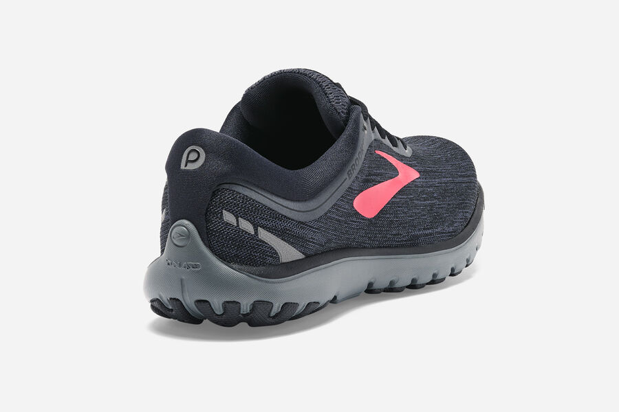 Brooks Running Shoes - Pureflow 7 Road Womens - Black/Pink - EJH-914782